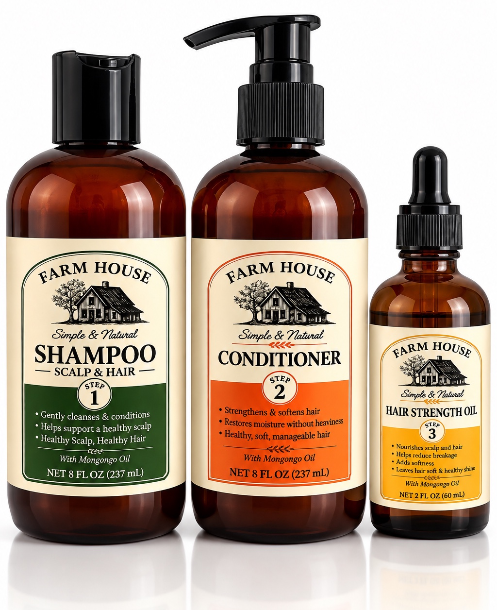 Farm House three-step hair and scalp care system